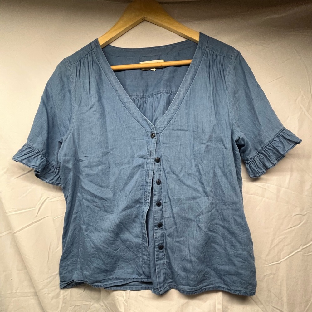 Madewell ruffle sleeve shirt, S
